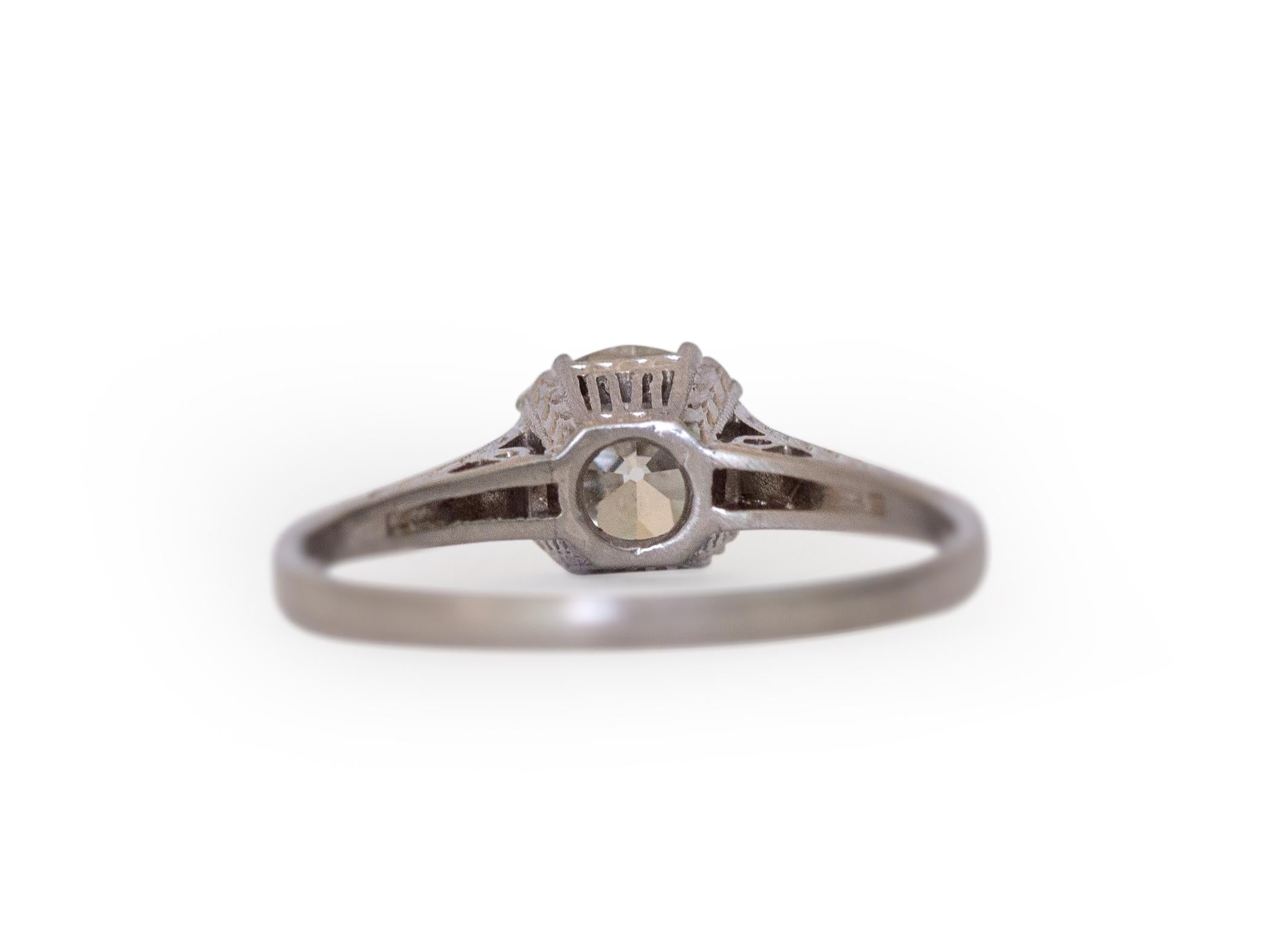 Taglio antico europeo Anello di fidanzamento in platino con diamante certificato GIA da 1.02 carati in vendita