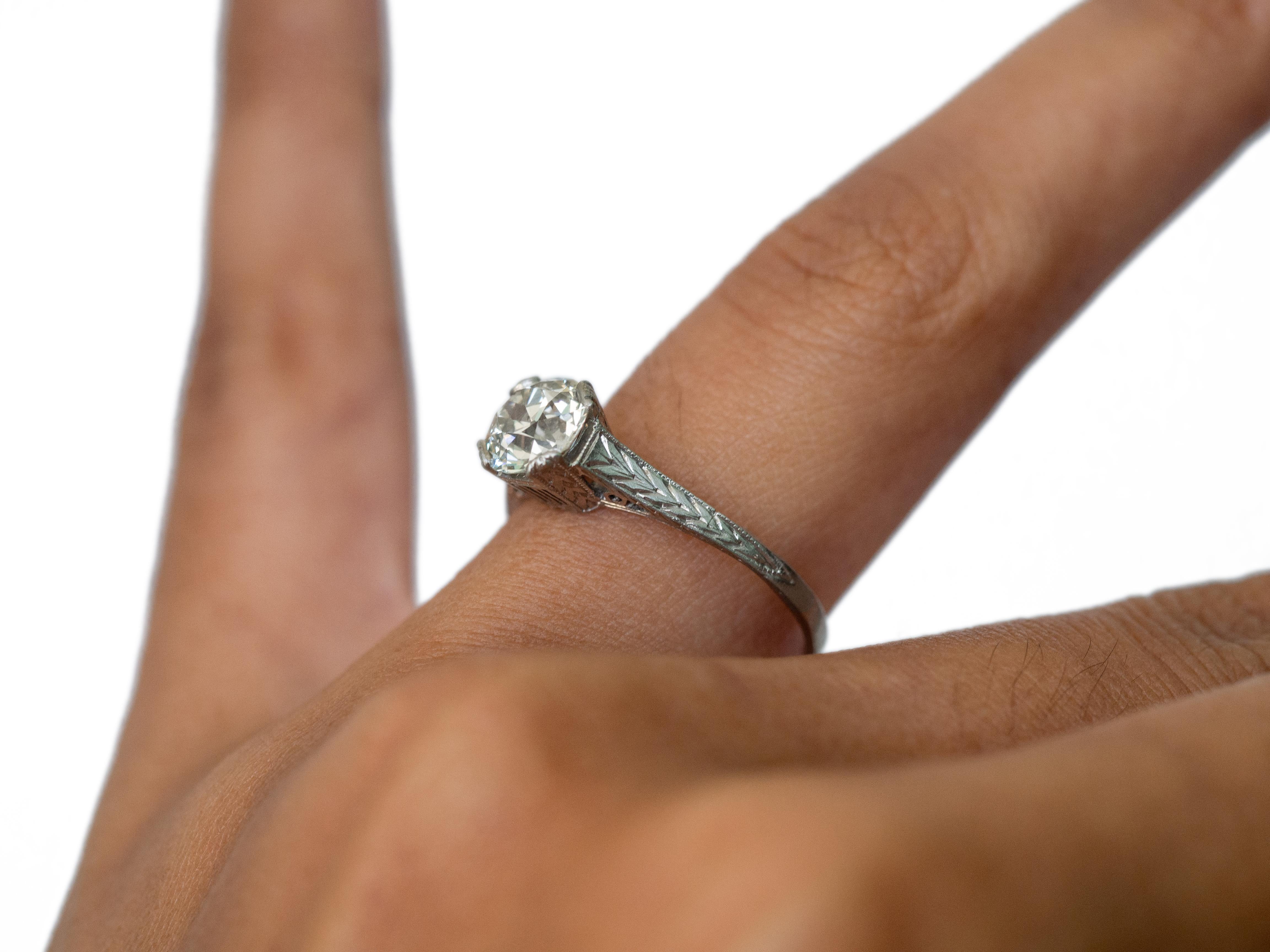 Women's or Men's GIA Certified 1.02 Carat Diamond Platinum Engagement Ring For Sale
