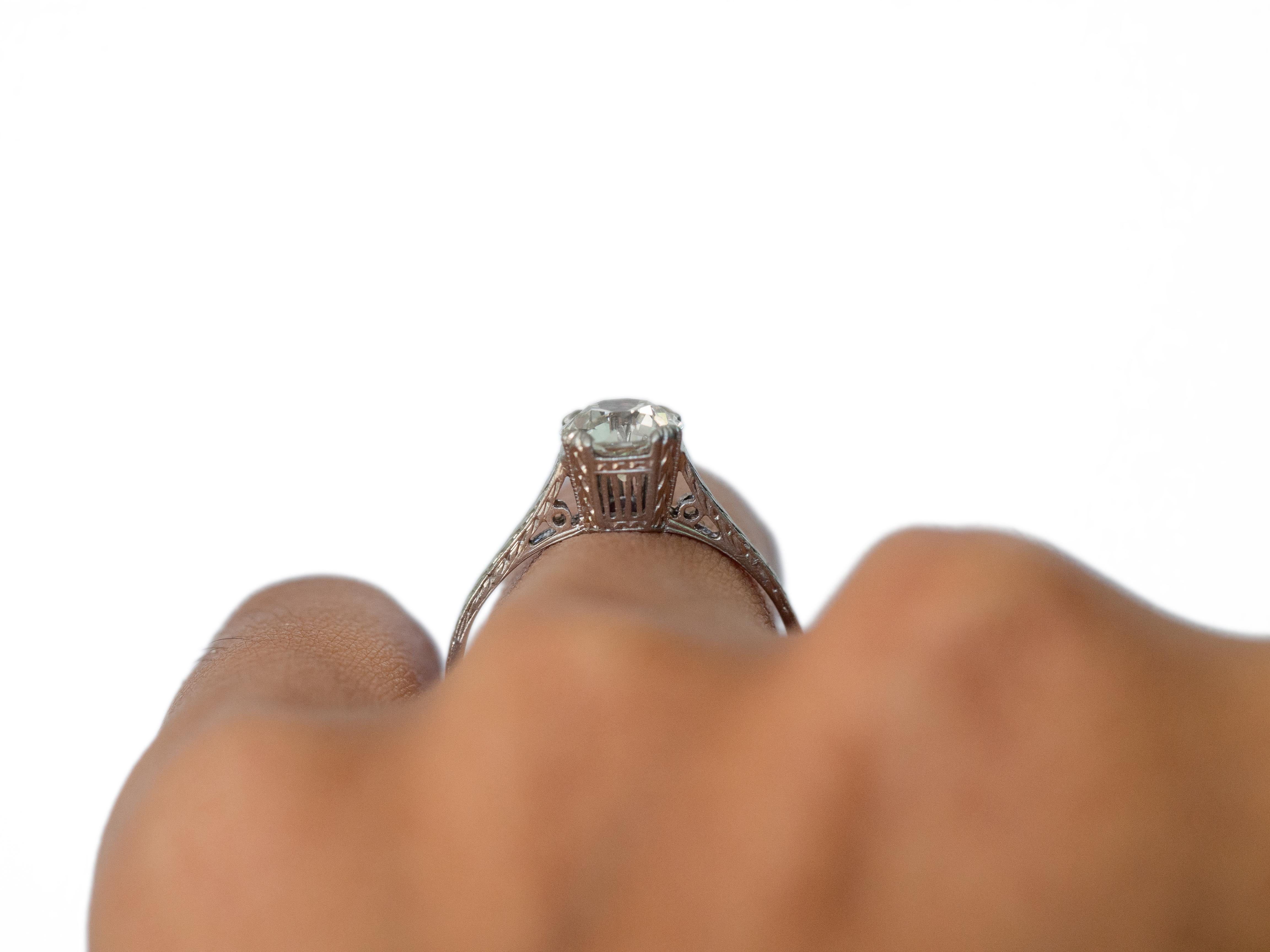 GIA Certified 1.02 Carat Diamond Platinum Engagement Ring For Sale 1