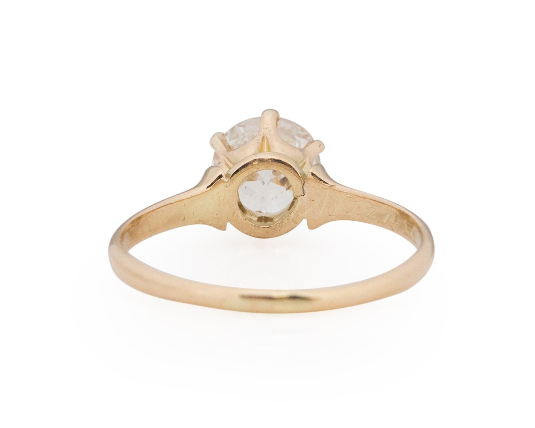 Old European Cut GIA Certified 1.02 Carat Edwardian Diamond 14 Karat Yellow Gold Engagement Ring For Sale