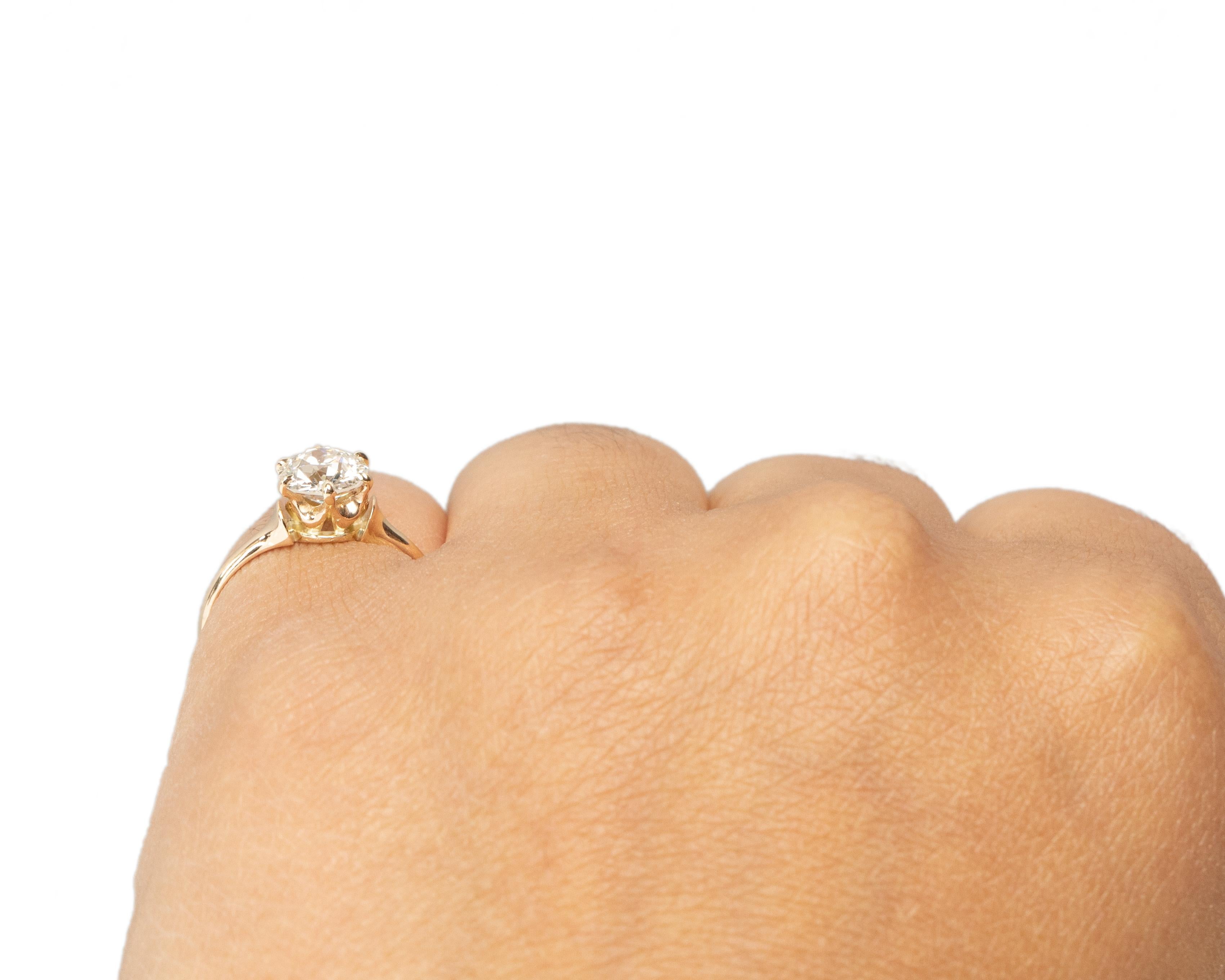 Women's GIA Certified 1.02 Carat Edwardian Diamond 14 Karat Yellow Gold Engagement Ring For Sale
