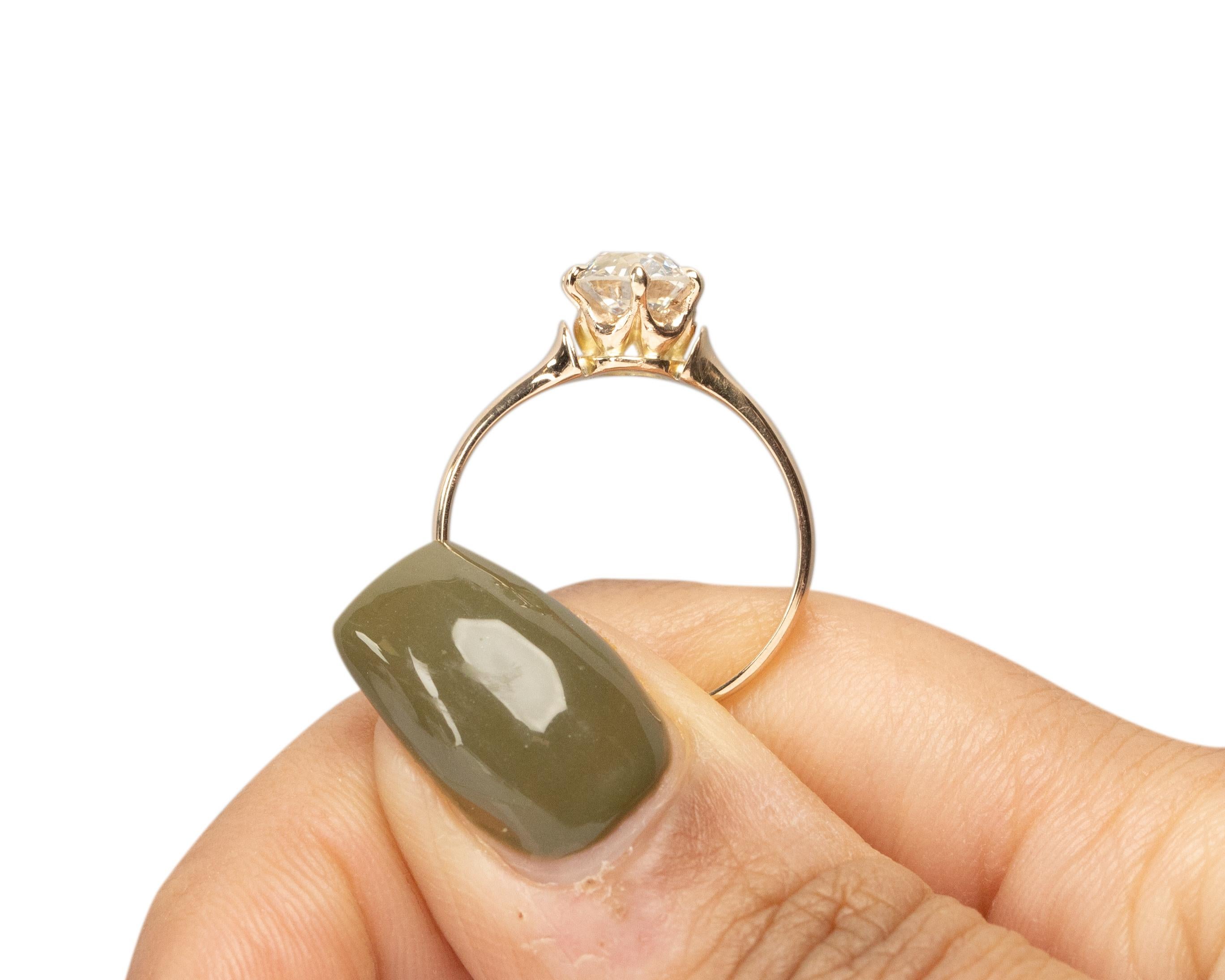 GIA Certified 1.02 Carat Edwardian Diamond 14 Karat Yellow Gold Engagement Ring For Sale 2