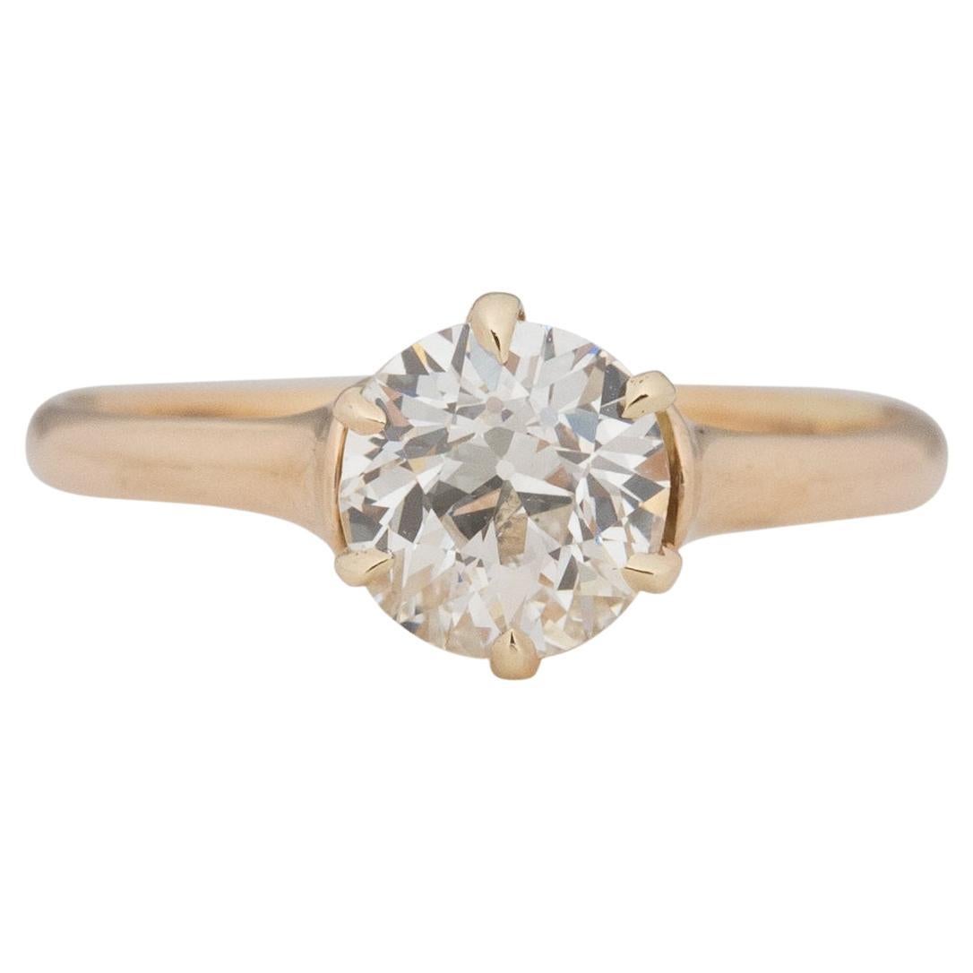 Bague de fiançailles en or jaune 14 carats avec diamant édouardien certifié GIA de 1,02 carat