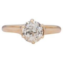 Antique GIA Certified 1.02 Carat Edwardian Diamond 14 Karat Yellow Gold Engagement Ring