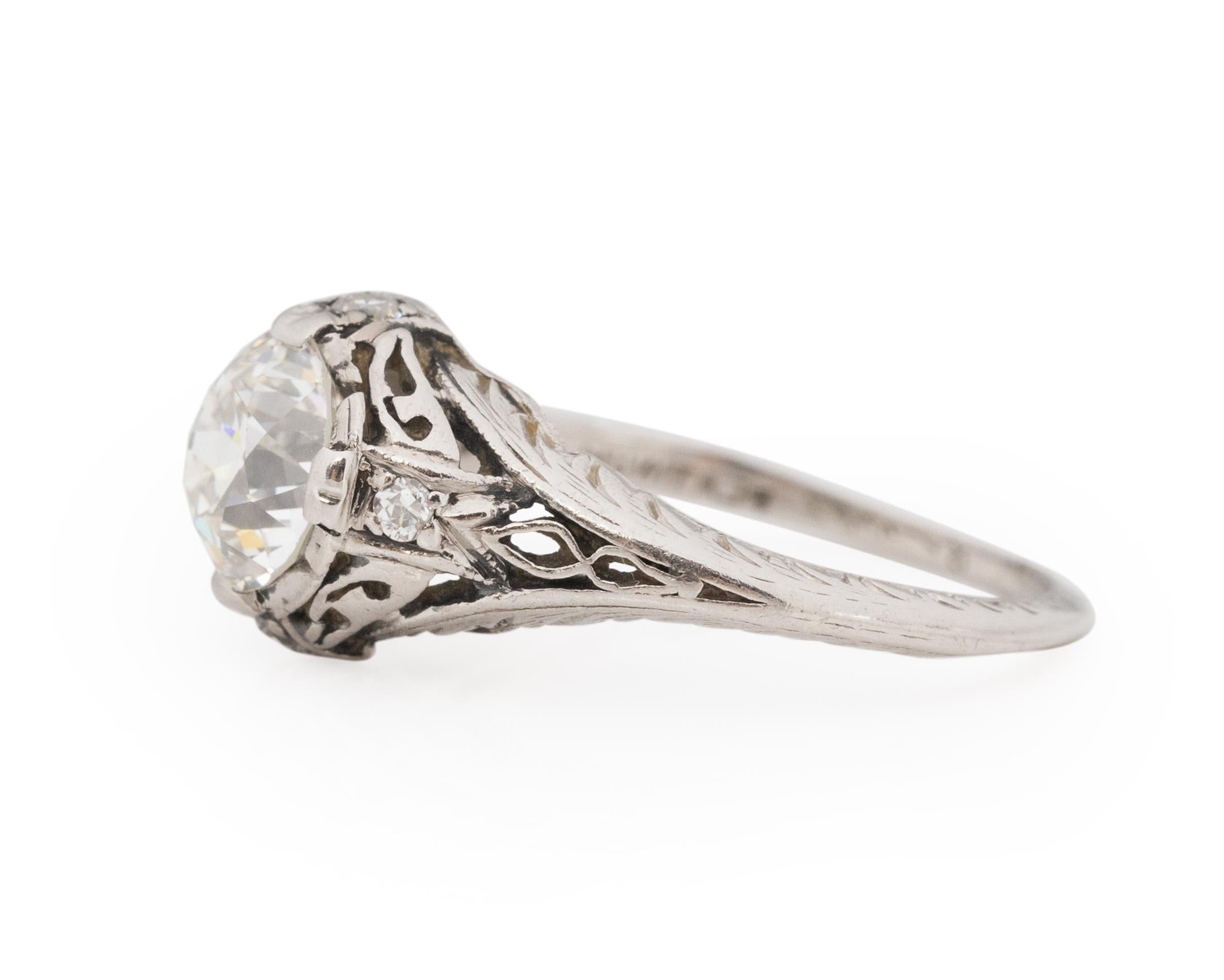 Old European Cut GIA Certified 1.02 Carat Edwardian Diamond Platinum Engagement Ring For Sale