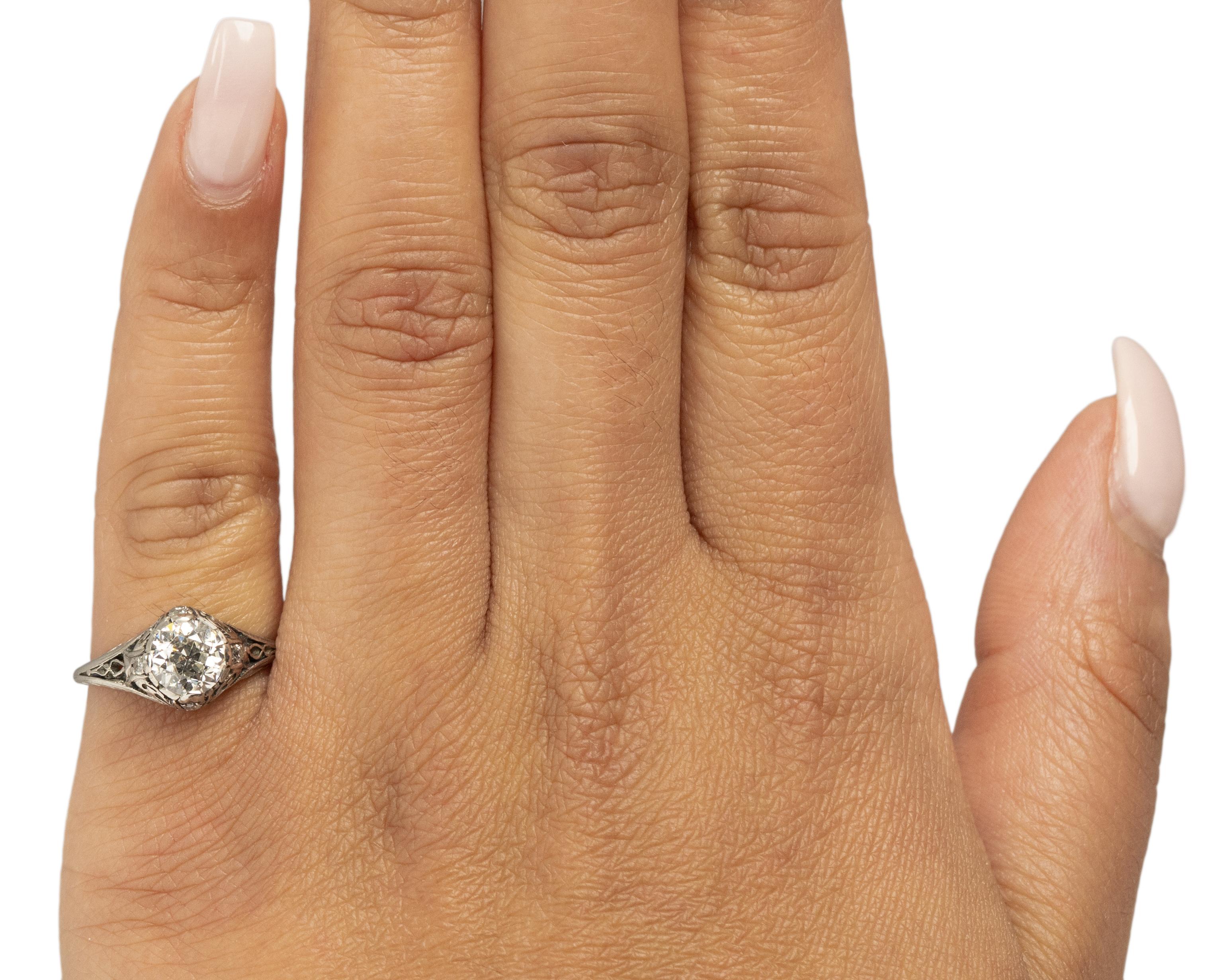Women's GIA Certified 1.02 Carat Edwardian Diamond Platinum Engagement Ring For Sale