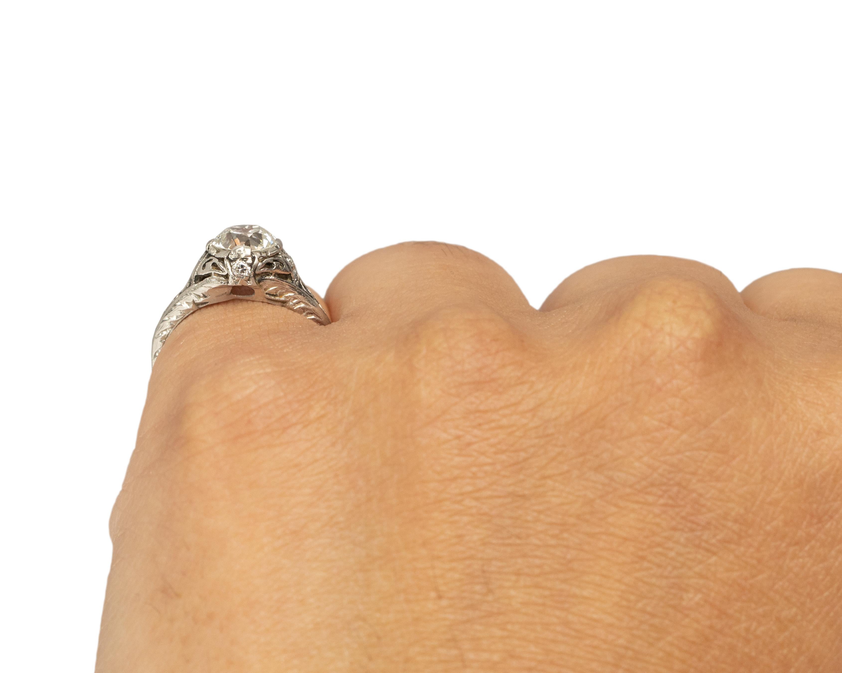 GIA Certified 1.02 Carat Edwardian Diamond Platinum Engagement Ring For Sale 1