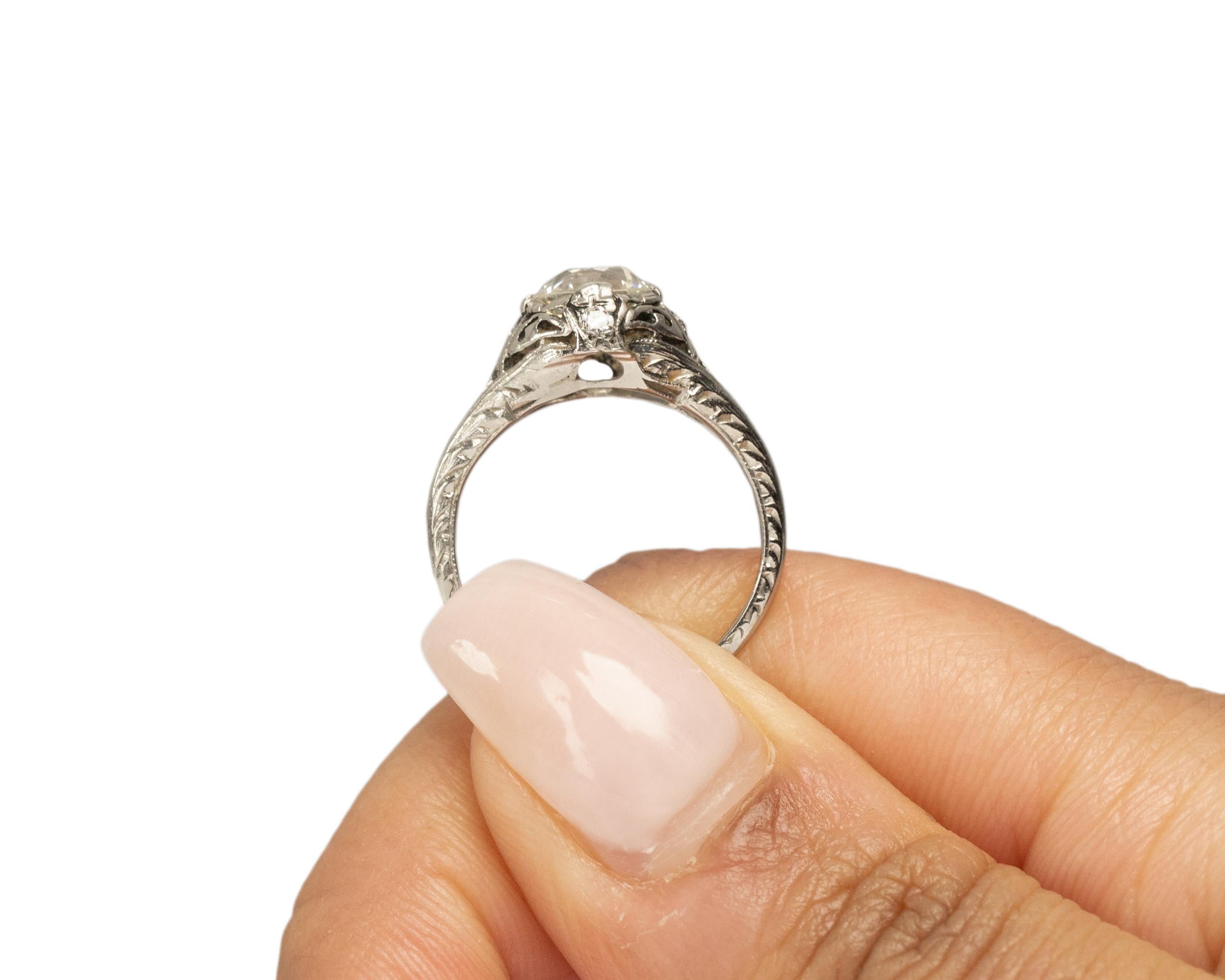 GIA Certified 1.02 Carat Edwardian Diamond Platinum Engagement Ring For Sale 3