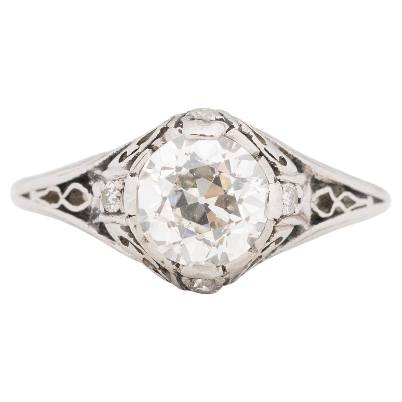Anillo de compromiso de platino con diamante eduardiano de 1.02 quilates certificado por el GIA