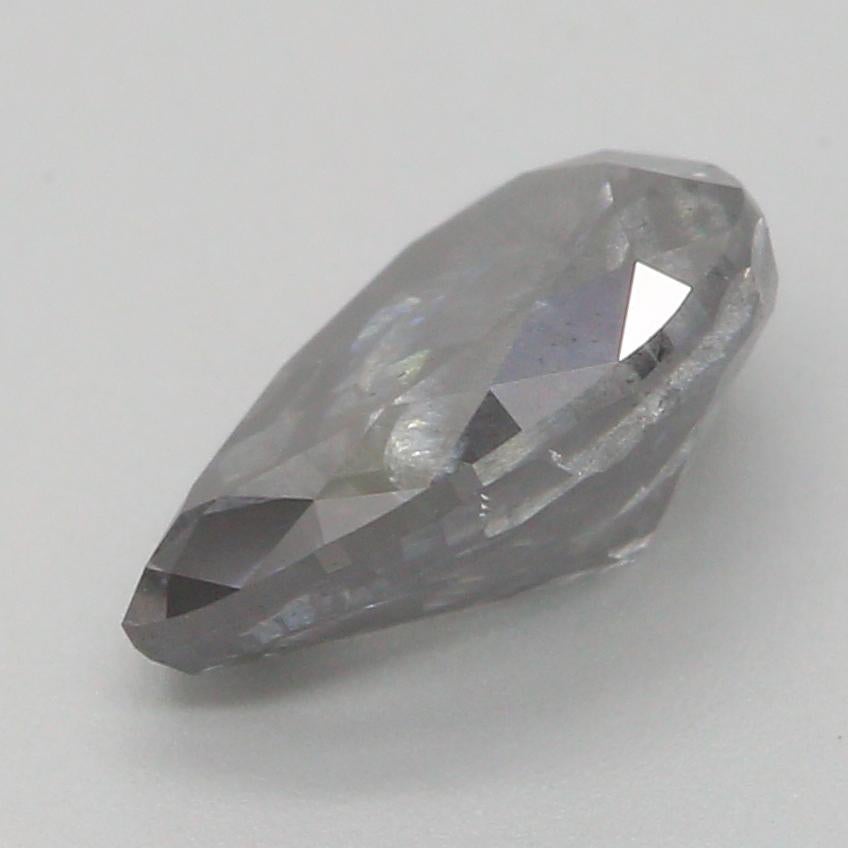 GIA-zertifiziert 1,02 Karat Fancy Dunkel Violett Grau I3 Reinheit Diamant (Tropfenschliff) im Angebot