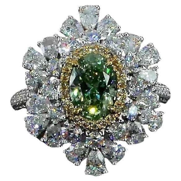 GIA Certified 1.02 Carat Fancy Greenish Yellow SI1 Clarity Diamond Ring