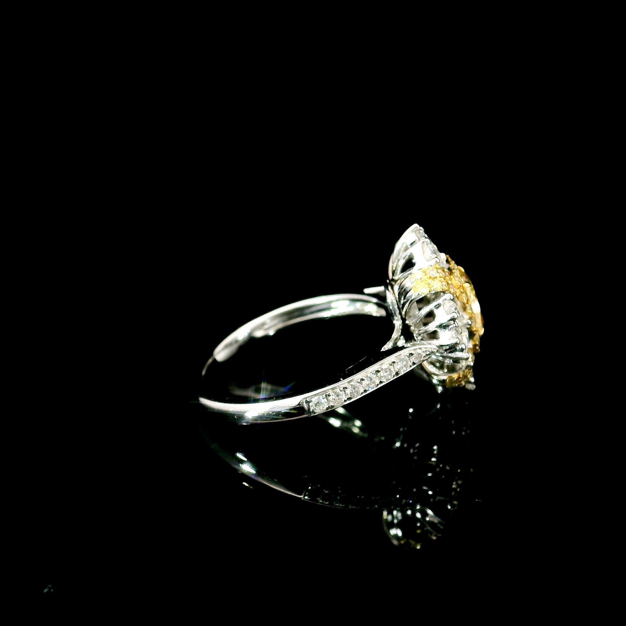 GIA Certified 1.02 Carat Fancy Intense Yellow I1 Clarity Diamond Ring For Sale 1