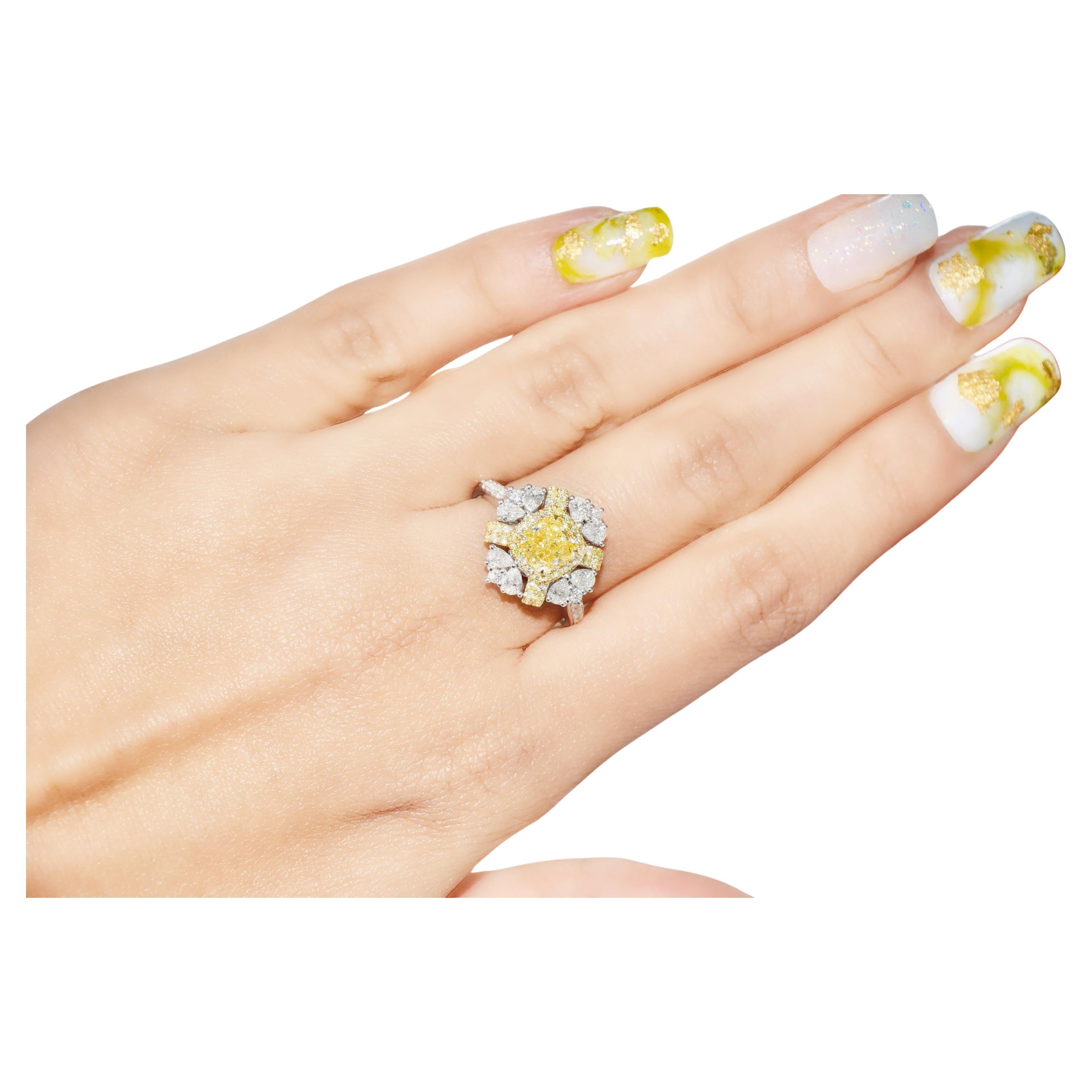GIA Certified 1.02 Carat Fancy Intense Yellow I1 Clarity Diamond Ring