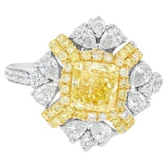 GIA Certified 1.02 Carat Fancy Intense Yellow I1 Clarity Diamond Ring