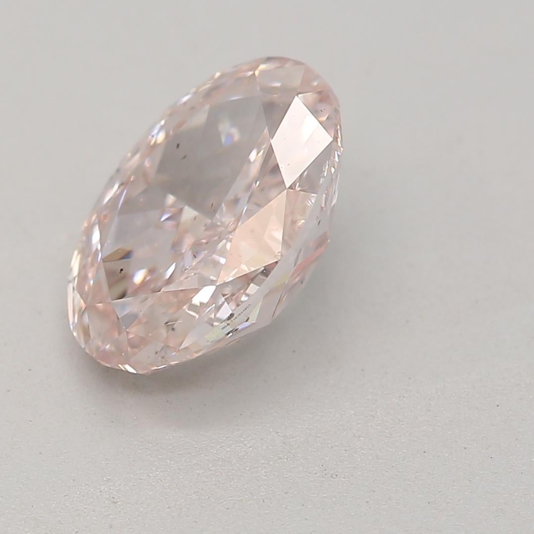 Taille ovale Diamant rose orangé clair de 1,02 carat de pureté SI2 certifié par le GIA en vente