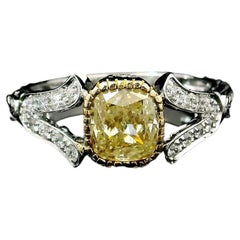 GIA Certified 1.02 Carat Fancy Light Yellow I1 Clarity Diamond ring