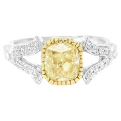 GIA-zertifizierter 1,02 Karat Fancy Hellgelber I1 Reinheit Diamantring