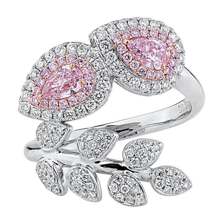 GIA Certified 1.02 Carat Fancy Pink White Diamond 18 Karat Gold Fashion Ring