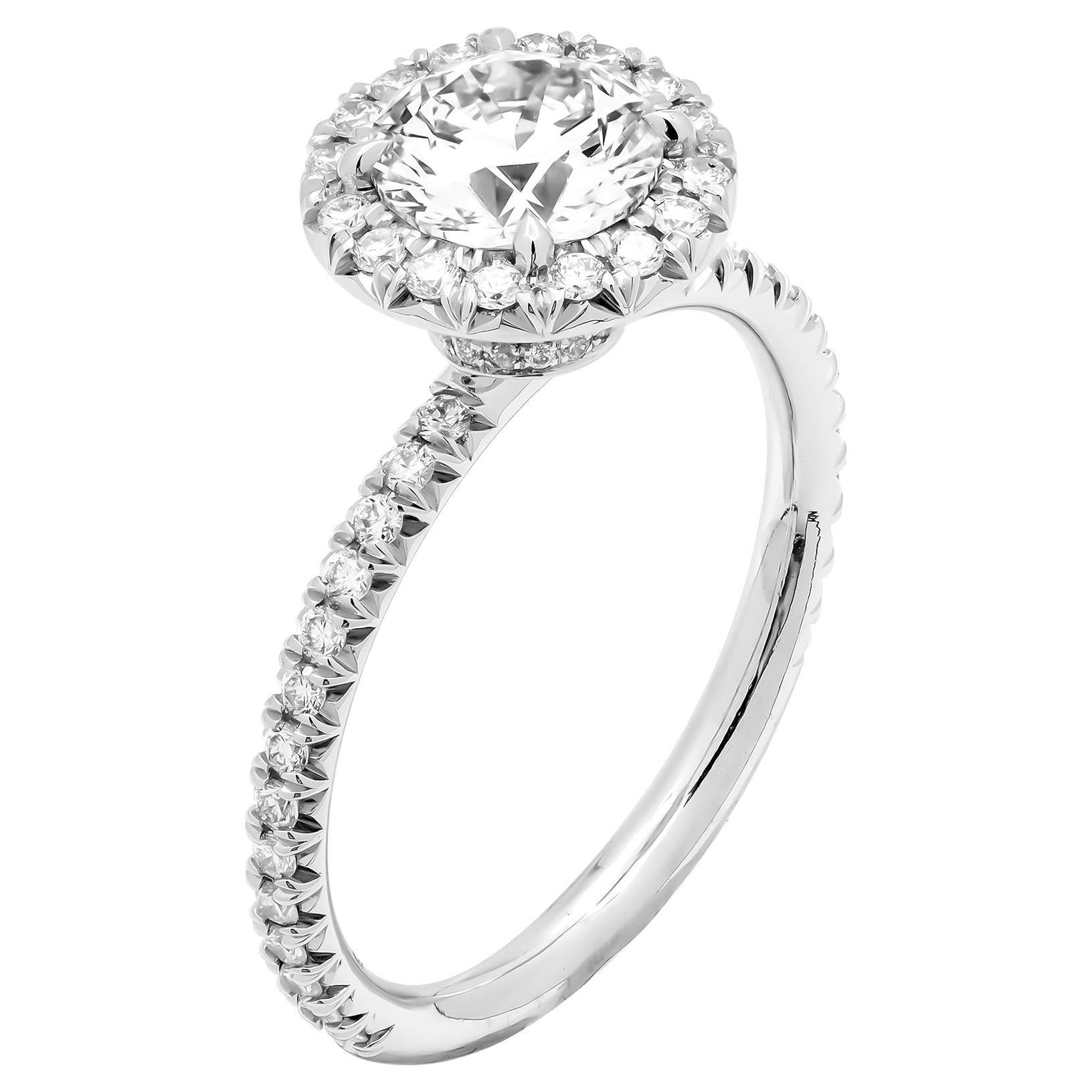 GIA Certified 1.02 Carat H VS2 Round Cut Diamond Engagement Ring For Sale