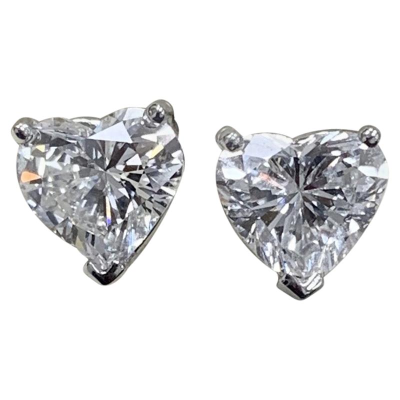 GIA Certified 1.00 Carat Heart Shape Diamond Studs D/D Color VS2 Clarity