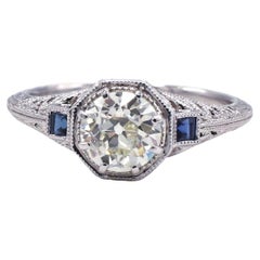 GIA Certified 1.02 Carat L VSI Old European Cut Art Deco Style Engagement Ring 