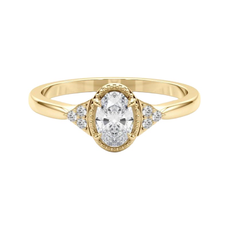 GIA Certified 1.02 Carat Milgrain Oval Bezel Geometric Diamond Ring