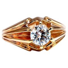 GIA Certified 1.02 Carat Natural Round Diamond Solitaire Mens Ring 14 Karat*