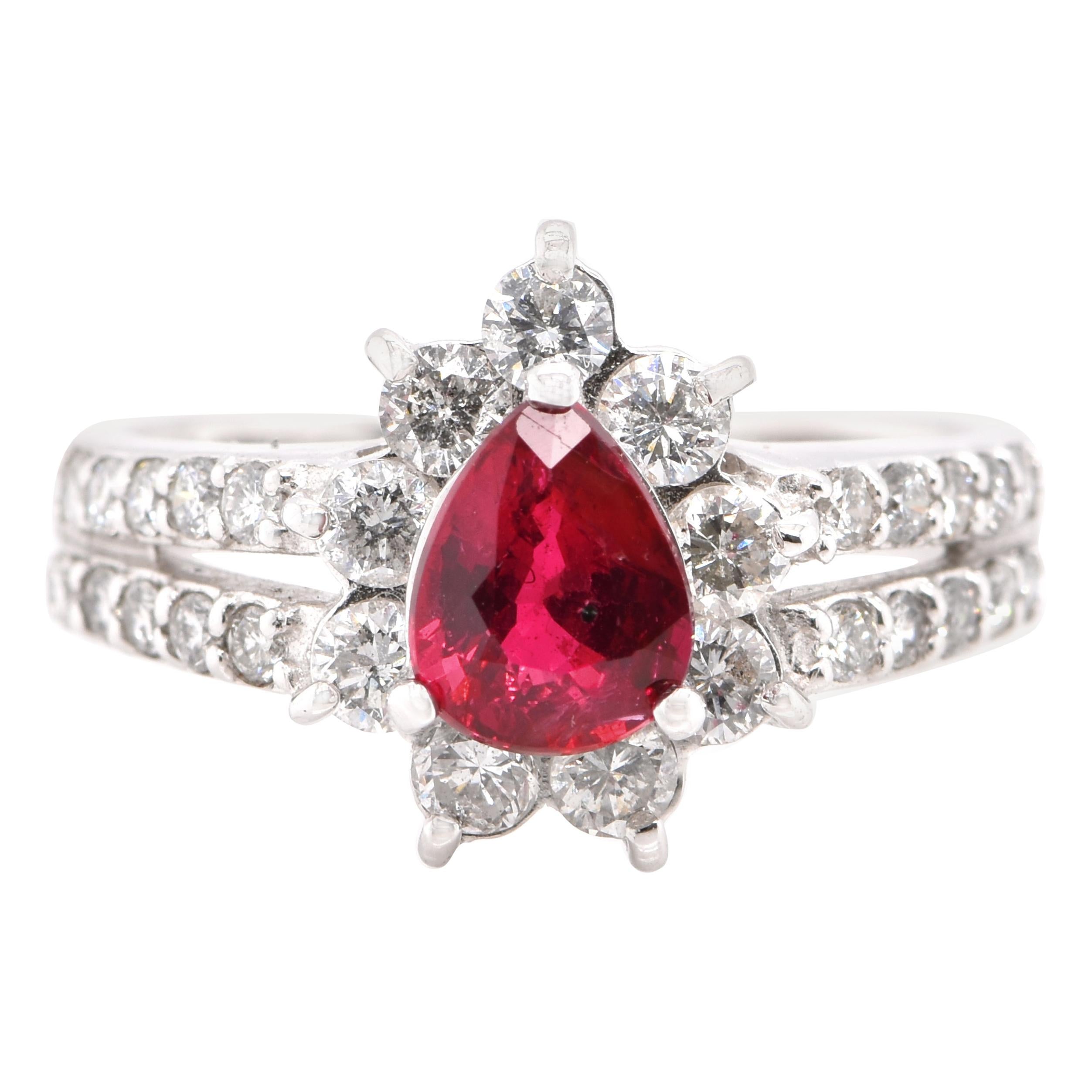 GIA Certified 1.02 Carat Natural Untreated 'No Heat' Ruby Ring Set in Platinum