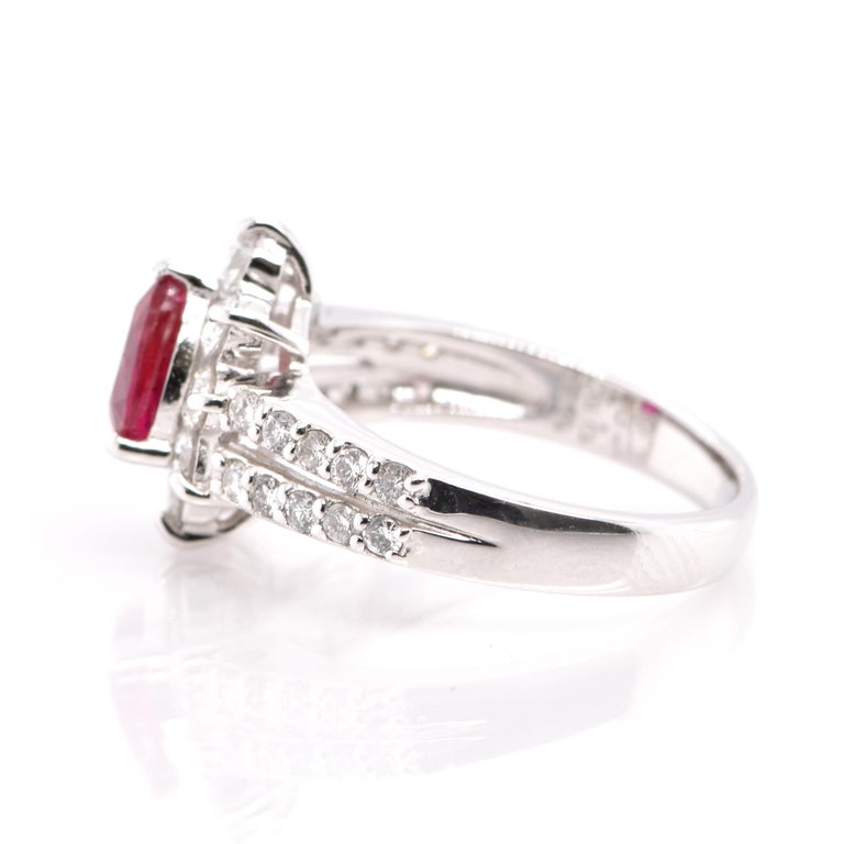Pear Cut GIA Certified 1.02 Carat Natural Untreated 'No Heat' Ruby Ring Set in Platinum For Sale