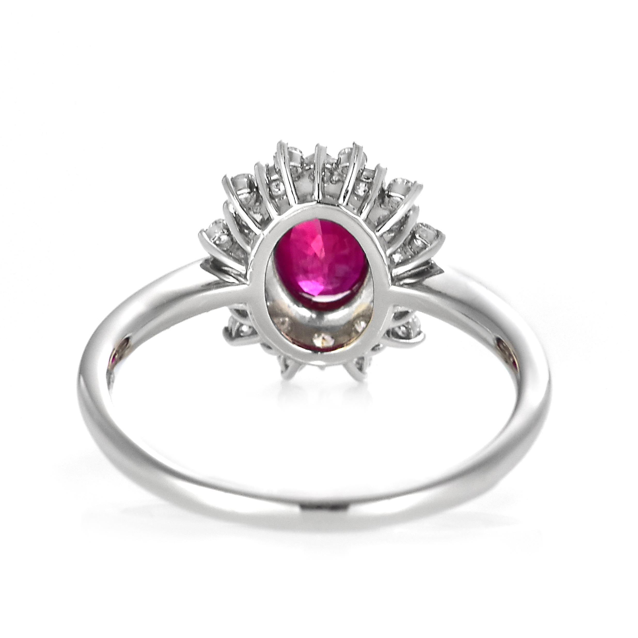 GIA Certified 1.02 Carat Pigeon's Blood Red Burmese Ruby Ring Made in Platinum For Sale 6