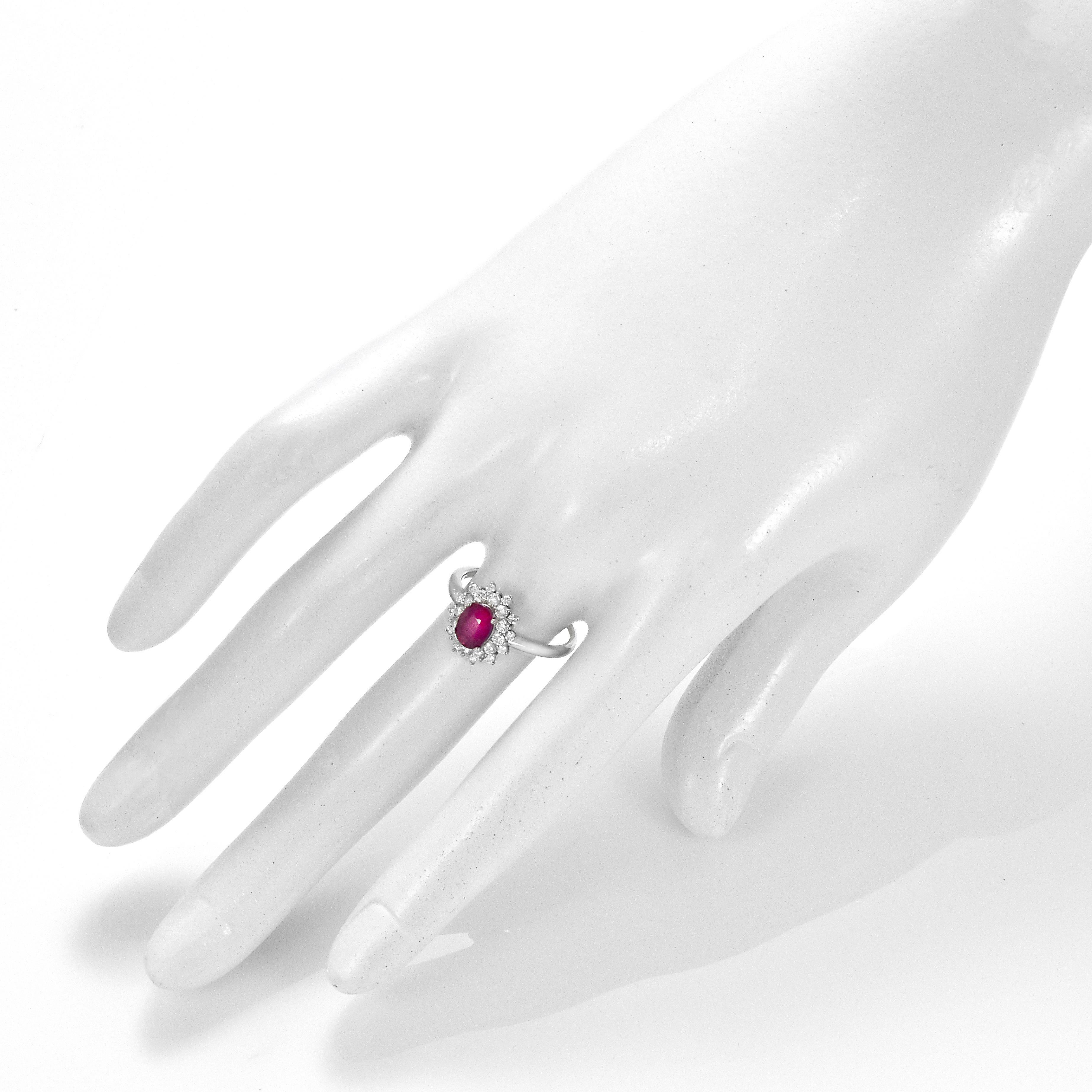 Women's GIA Certified 1.02 Carat Pigeon's Blood Red Burmese Ruby Ring Made in Platinum For Sale