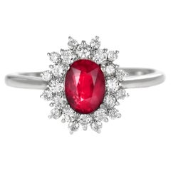 Anillo de rubí birmano rojo sangre de paloma de 1,02 quilates certificado por el GIA y fabricado en platino