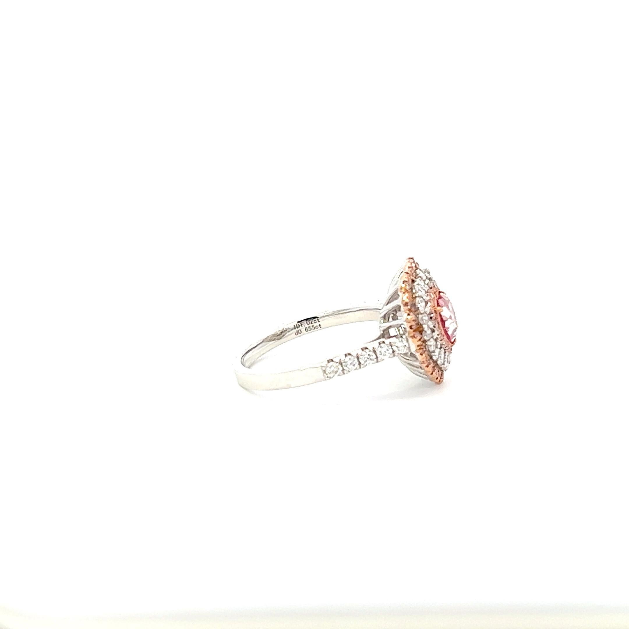 GIA Certified 1.02 Carat Pink Diamond Ring In New Condition For Sale In Los Angeles, CA