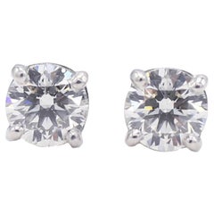GIA Certified 1.02 Carat Platinum Diamond Stud Earrings