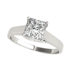 GIA Certified 1,02 Carat Princess Solitaire Trellis Prong Platinum Diamond Ring