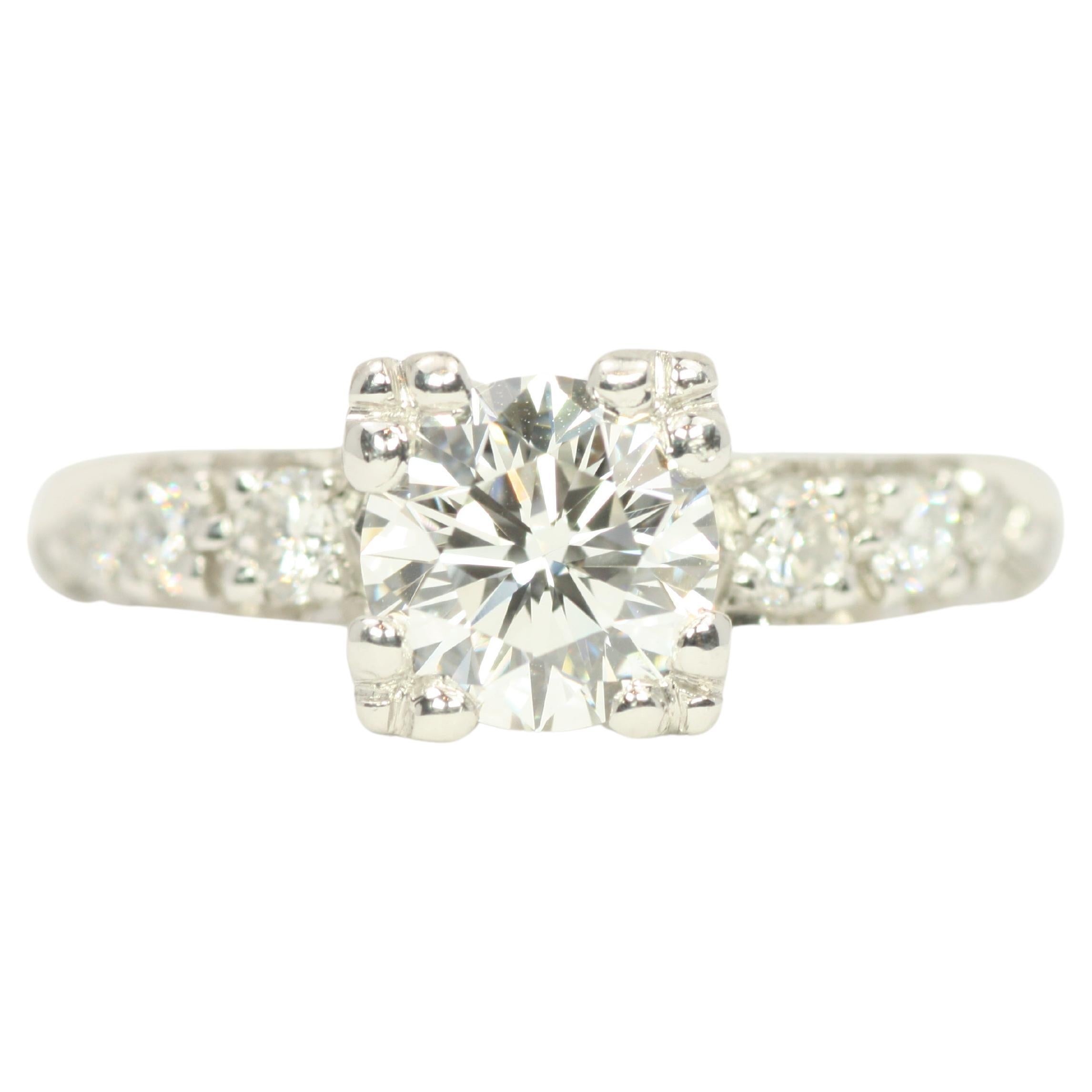 GIA Certified 1.32 Carat 1950s-Inspired Round Diamond Platinum Engagement Ring