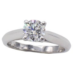 GIA Certified 1.02 Carat Round Diamond Solitaire Platinum Engagement Ring 