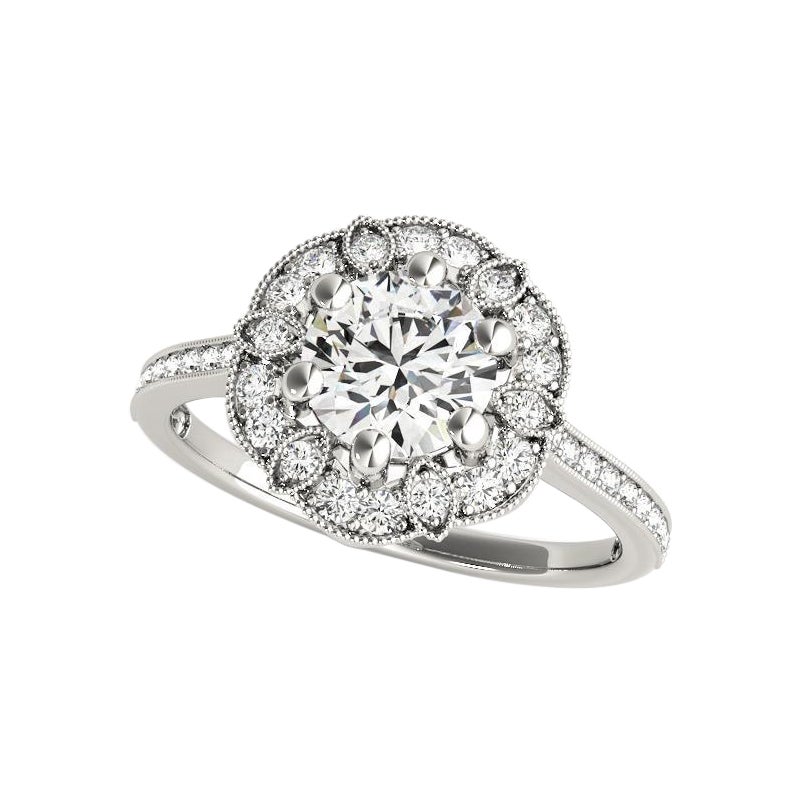 Anello con diamante rotondo Halo Flower Bloom in oro bianco 18 carati certificato GIA da 1,02 carati