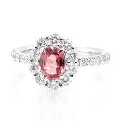 GIA Certified 1.02 Carat, Unheated Padparadscha Sapphire Ring set in Platinum