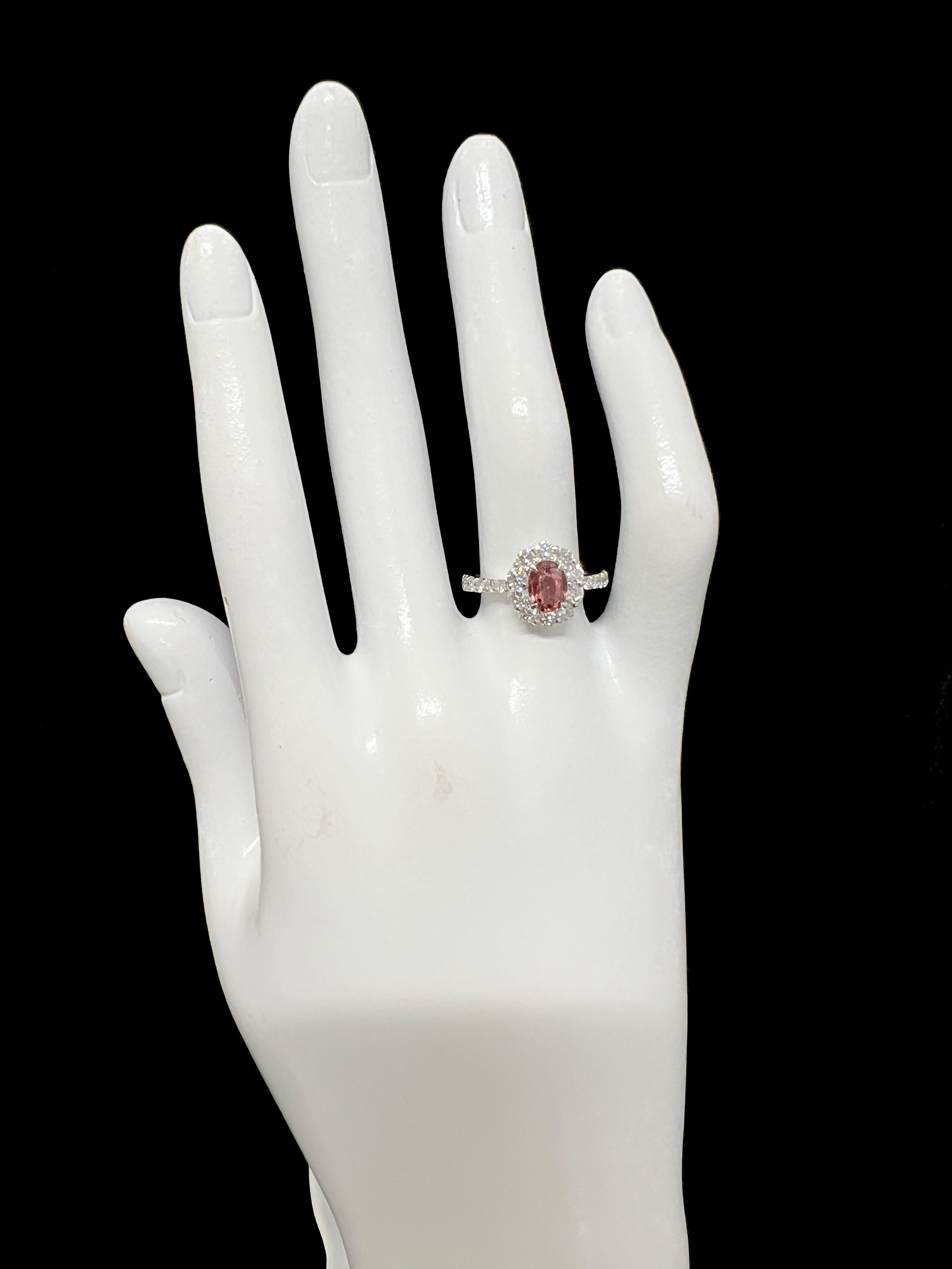 GIA-zertifizierter 1,02 Karat, unerhitzter Padparadscha-Saphirring aus Platin 1