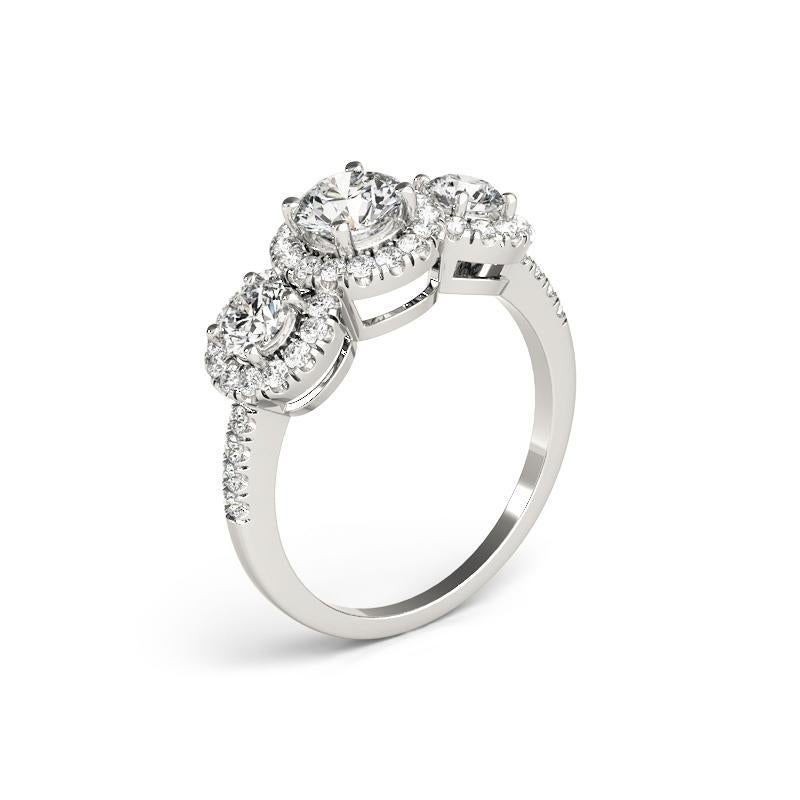 GIA Certified 1.02 Carat Vintage Round Halo Cluster Diamond Ring Pour femmes en vente