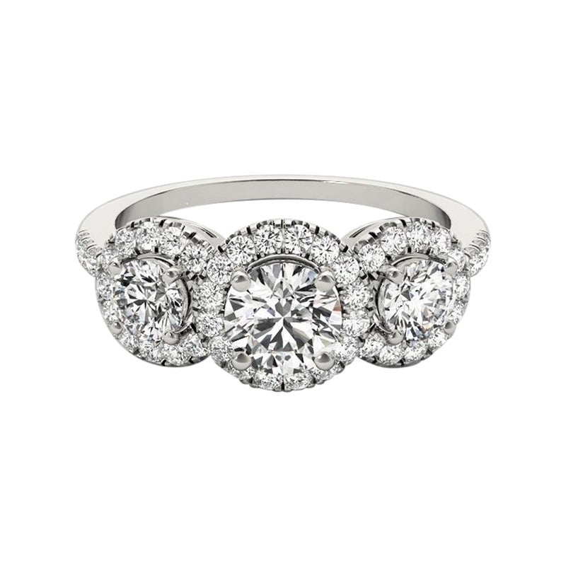 GIA Certified 1.02 Carat Vintage Round Halo Cluster Diamond Ring
