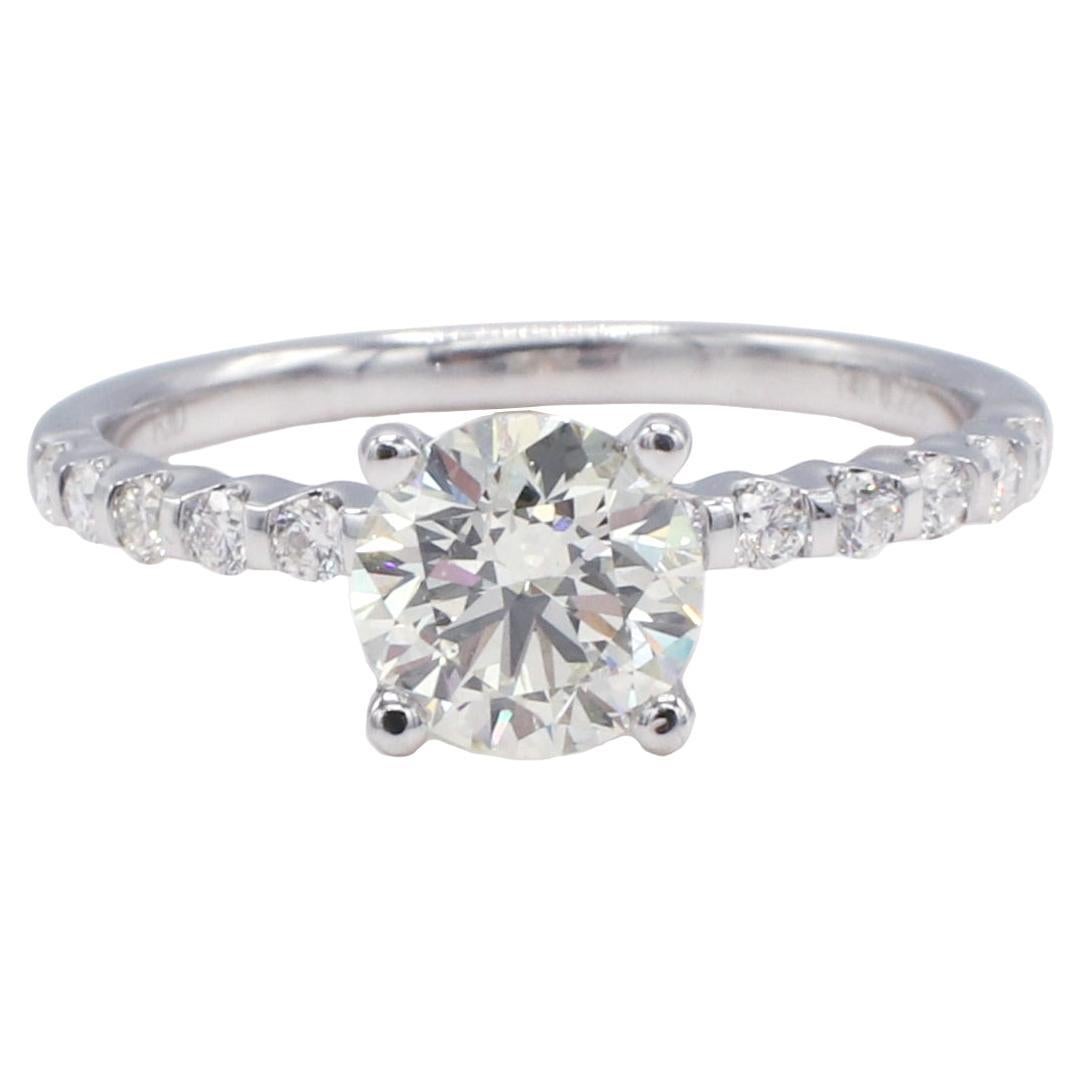GIA Certified 1.02 I I1 Round Diamond Accented White Gold Engagement Ring