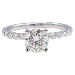 GIA Certified 1.02 I I1 Round Diamond Accented White Gold Engagement Ring