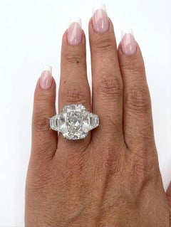 GIA Certified 10.20 Carat Cushion Cut Diamond Three-Stone Ring
