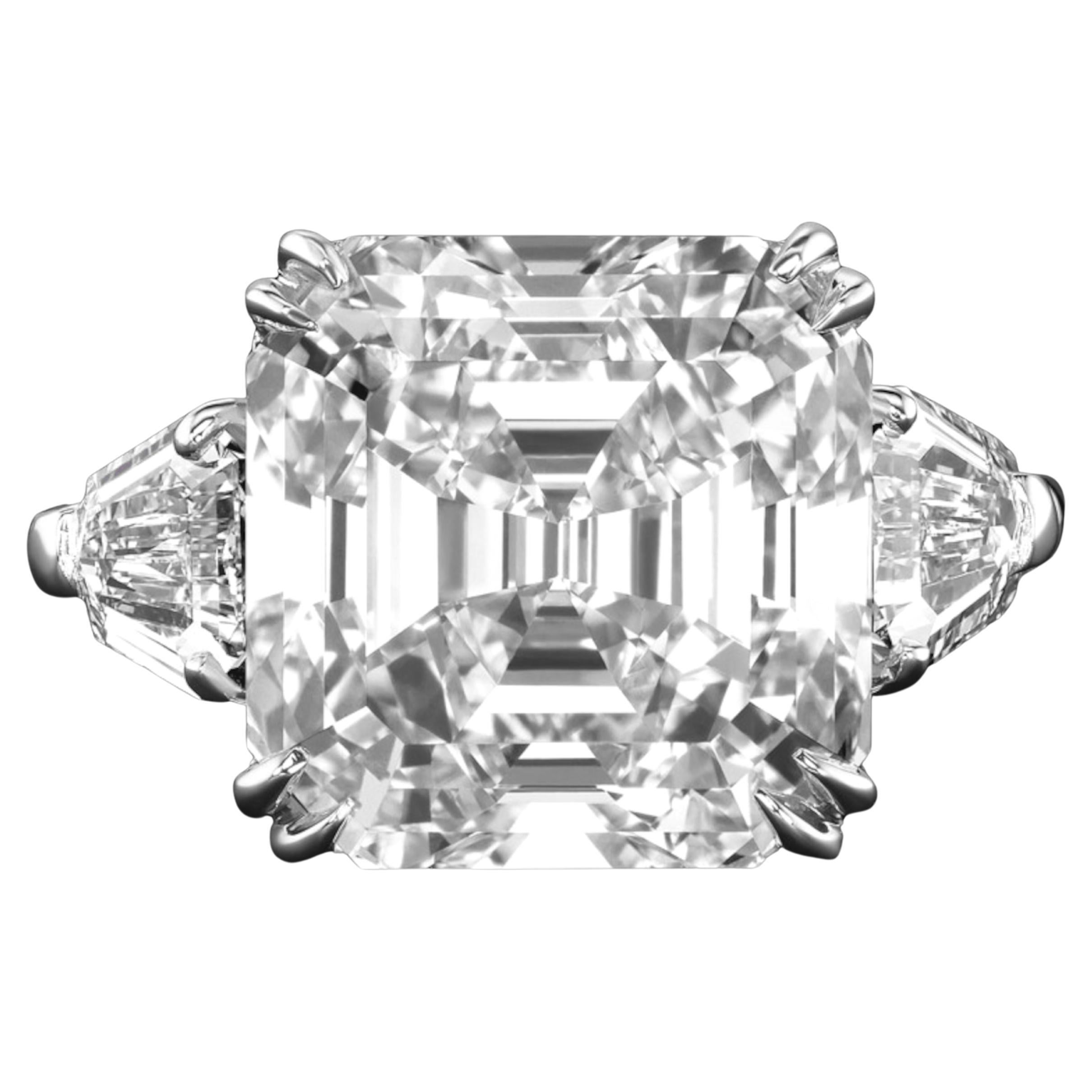 GIA Certified 10.22 Ct. Square Emerald Diamond Platinum Engagement Ring For Sale