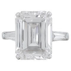 INTERNALLY FLAWLESS GIA Certified 8 Carat Emerald Cut Platinum Ring