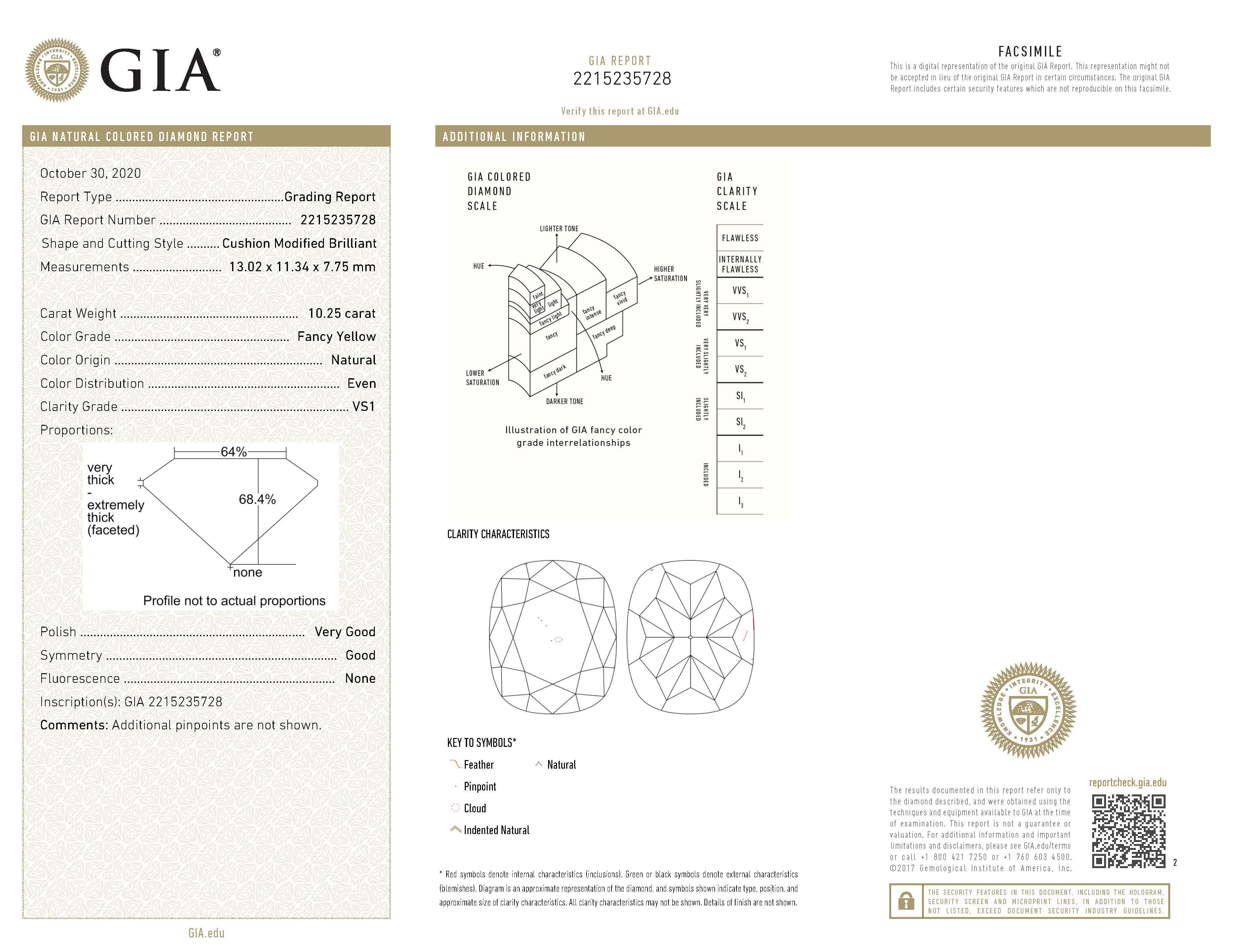 Contemporary Alexander GIA Certified 10.25ct Fancy Yellow Diamond Three Stone Halo Ring 18k 