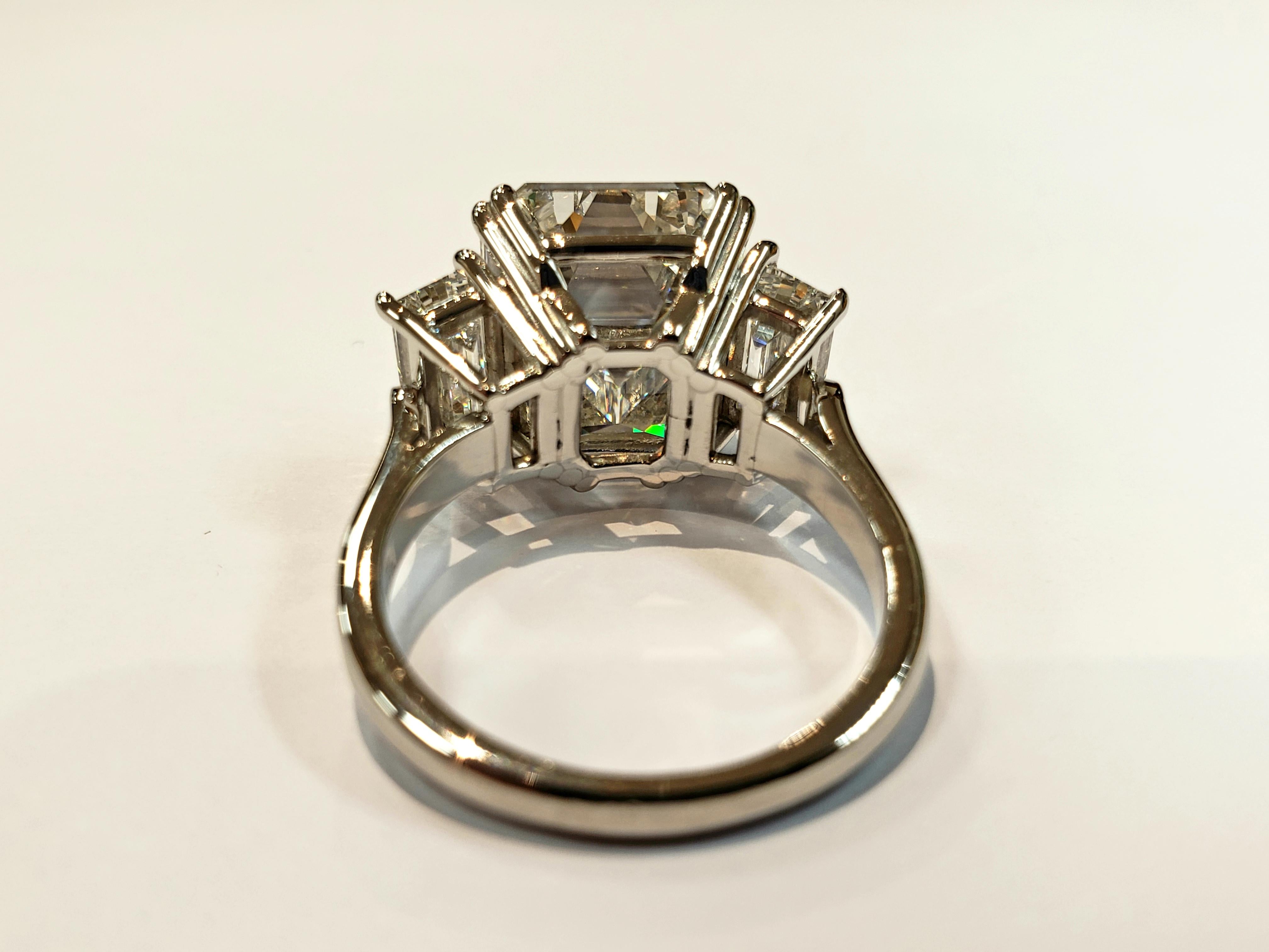 GIA Certified 10.29 Carat Emerald Cut Diamond Ring with Side Stones I/VS1 In Excellent Condition For Sale In Red Bank, NJ