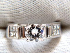 GIA Certified 1.02ct & 1.10ct round diamond baguette princess ring e/vs2 18kt*